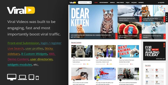 ViralVideo – Responsive Magazine WordPress Theme