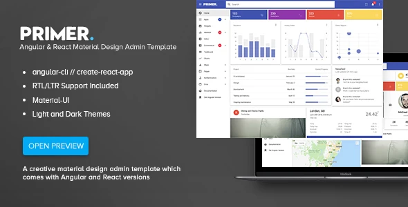 Primer – Angular & React Material Design Admin Template